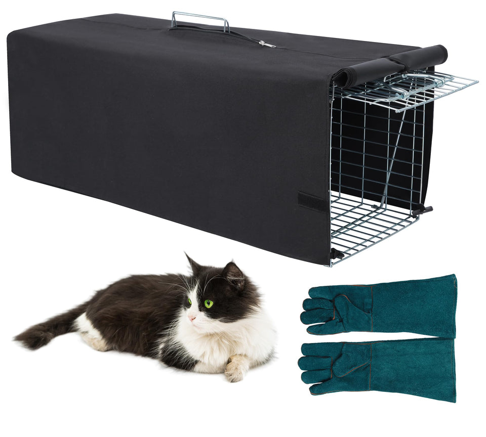 Deblue live trap with cover and gloves ready for discreet capture.