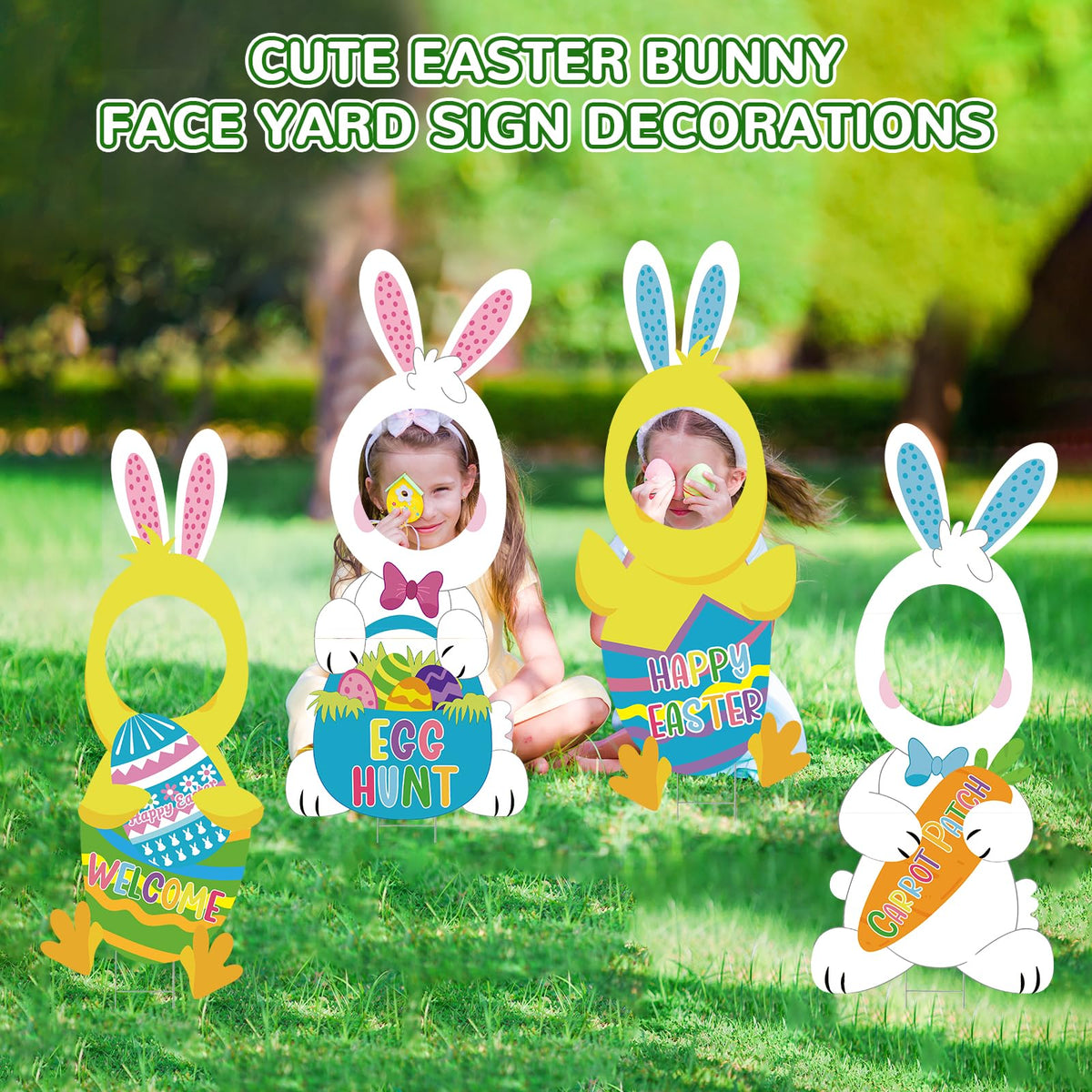 DECEED Easter yard sign chick face large adds cheerful spring vibe to lawn decor.