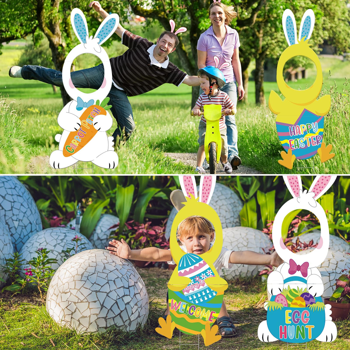 DECEED Easter yard sign front porch decor highlights entryways and pathways.