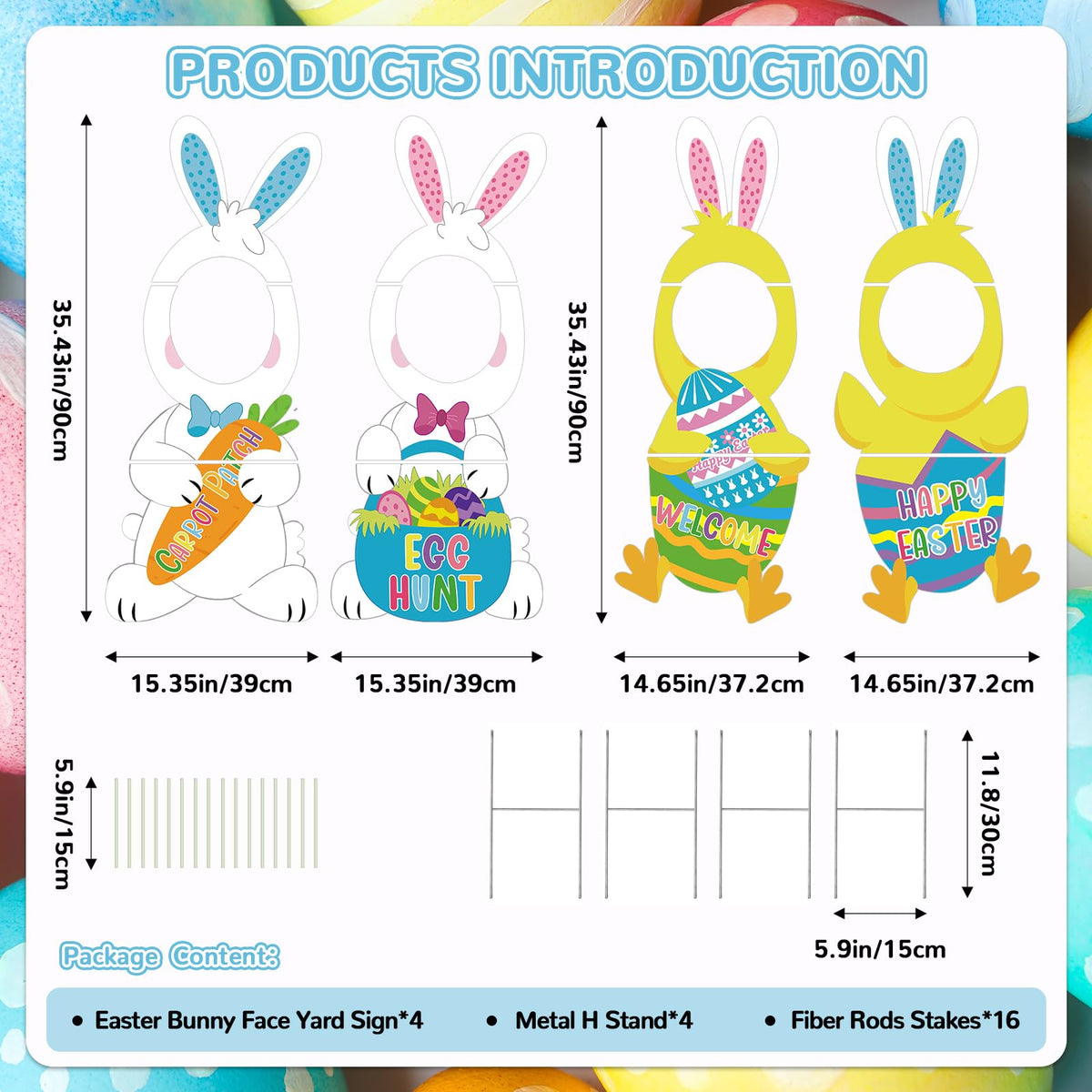 DECEED Easter yard sign stake assembly shows quick and stable setup.