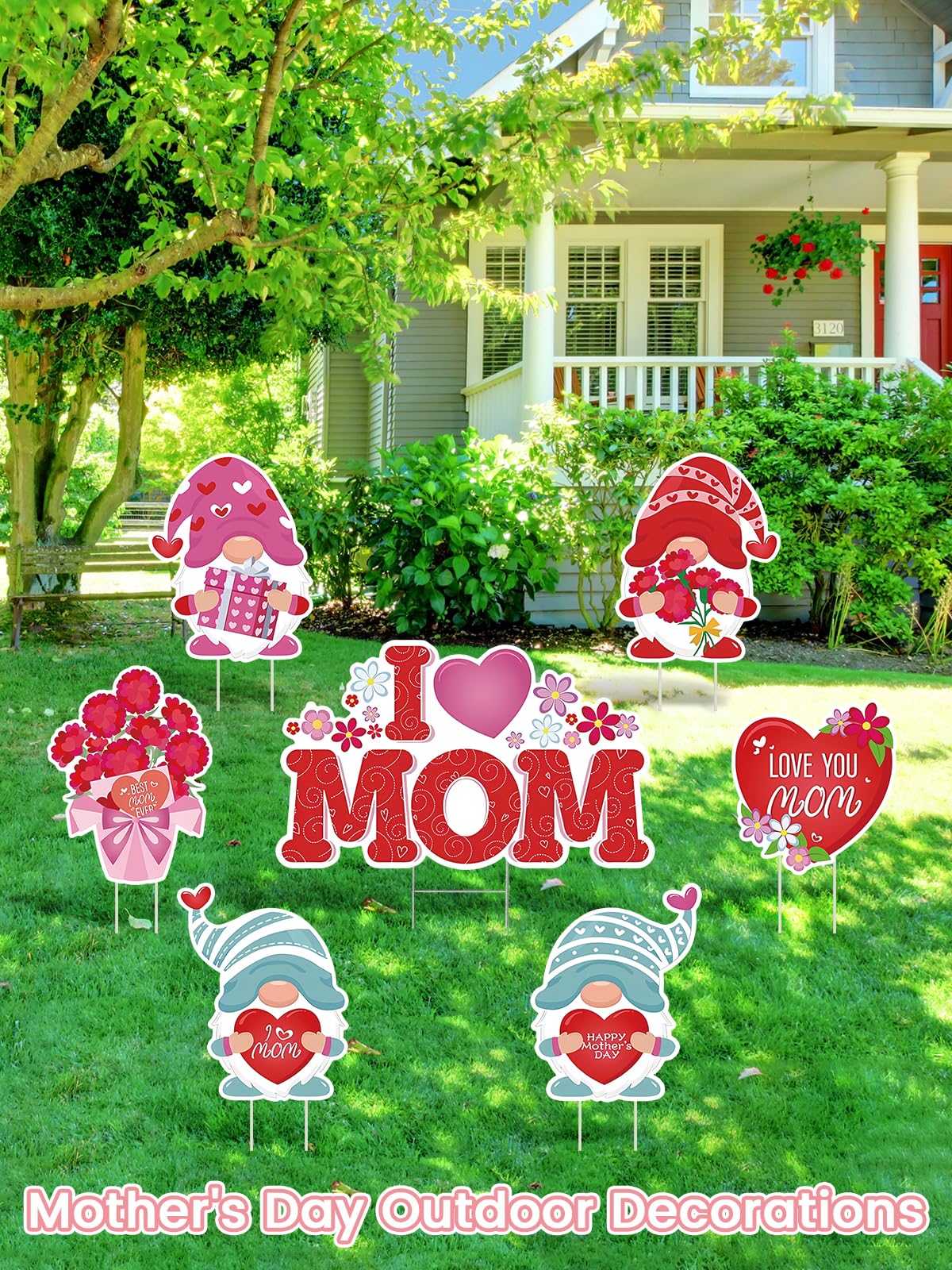 DECEED Mother's Day yard sign gnome signs boost cheerful front yard appeal