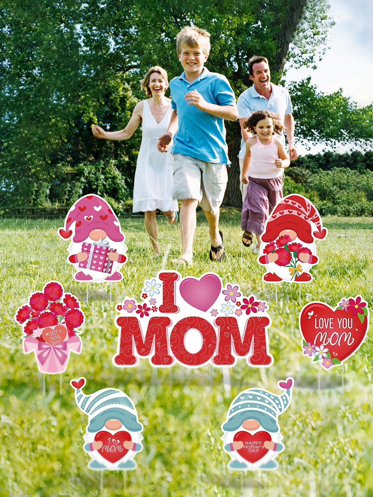 DECEED I Love Mom yard sign highlights bright celebration on the lawn