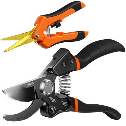 Decerk 8.5 inch bypass pruner cutting thick branches with precision