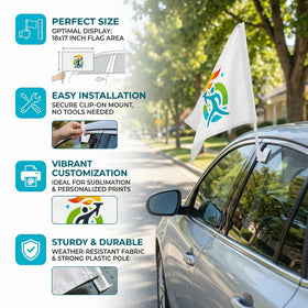 DECHOUS easy-clip window pole attached to car window for secure display.