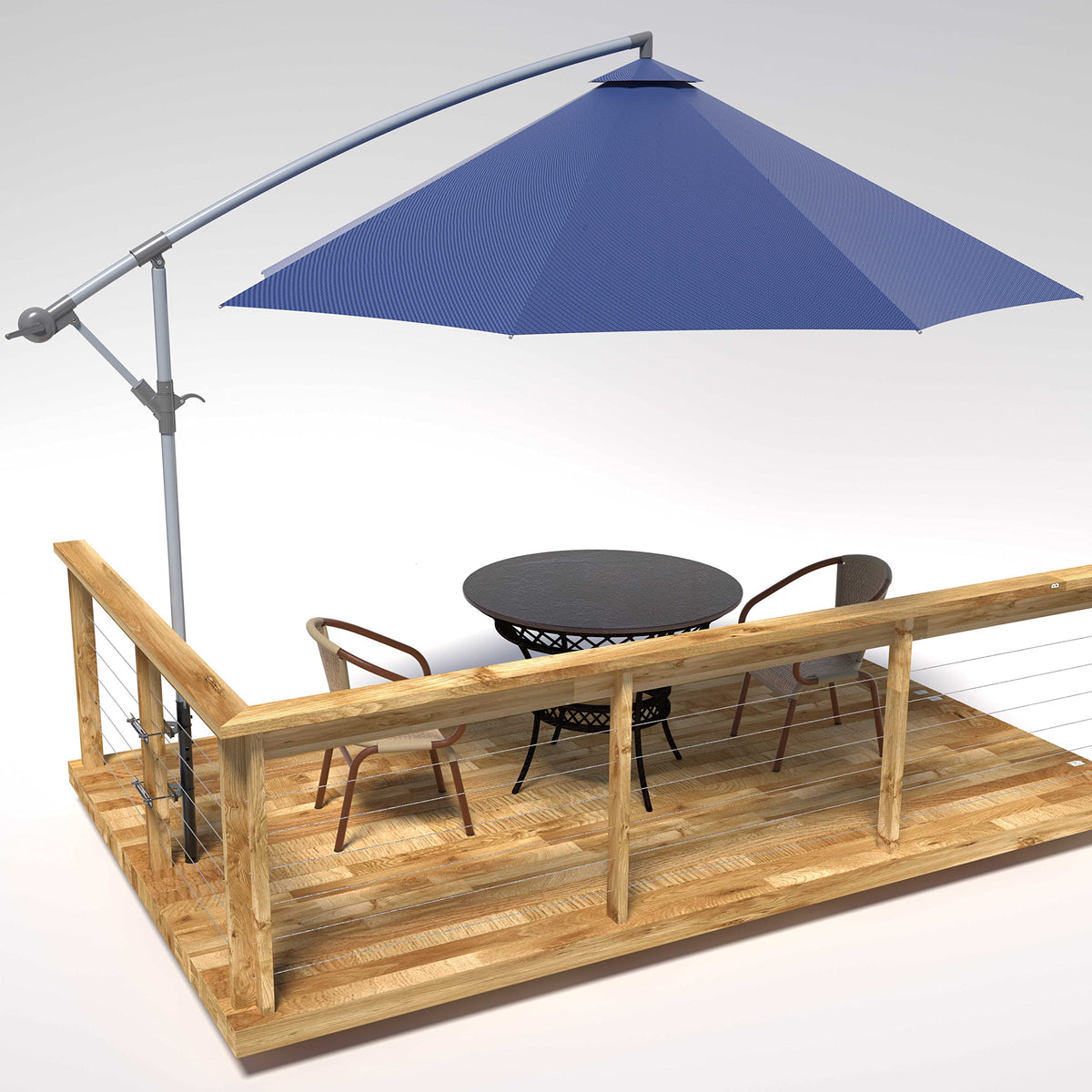 Deck Man universal railing fit supports varied deck and baluster designs.