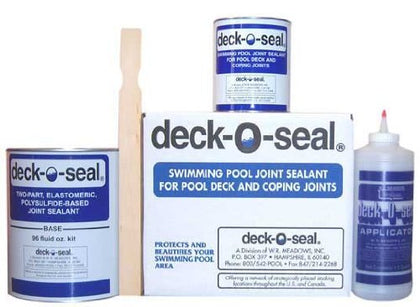 Deck-O-Seal Gray sealant pour shows flexible, watertight joints for pool deck sealing.