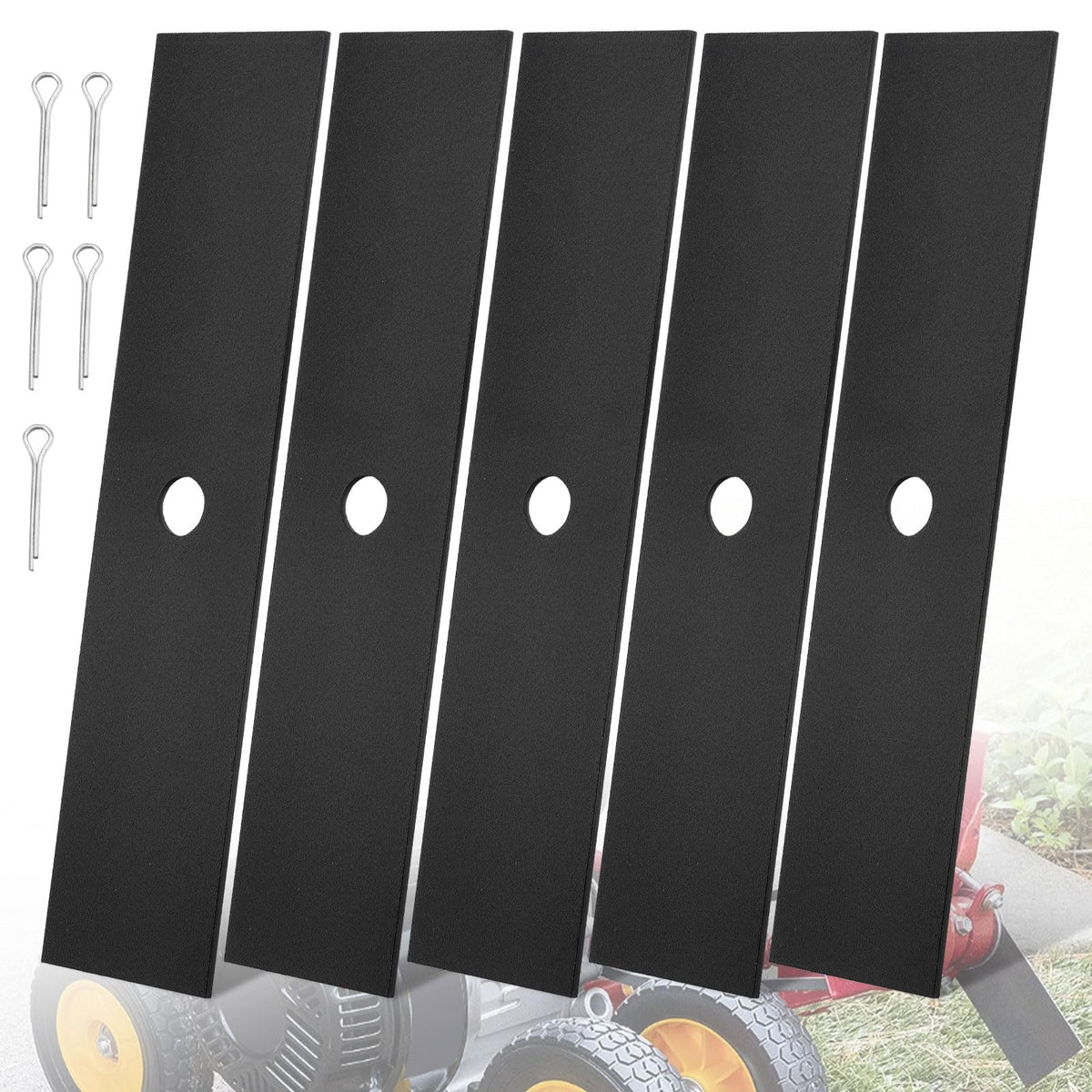Deckman five-pack universal edger blade with half-inch hole for McLane 2059, ready to install.