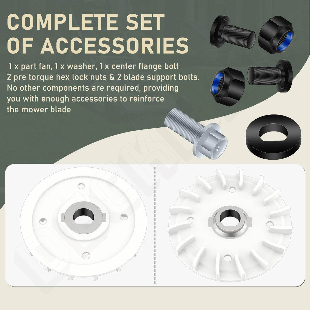 DECKMAN center flange bolt detail for precise blade fit