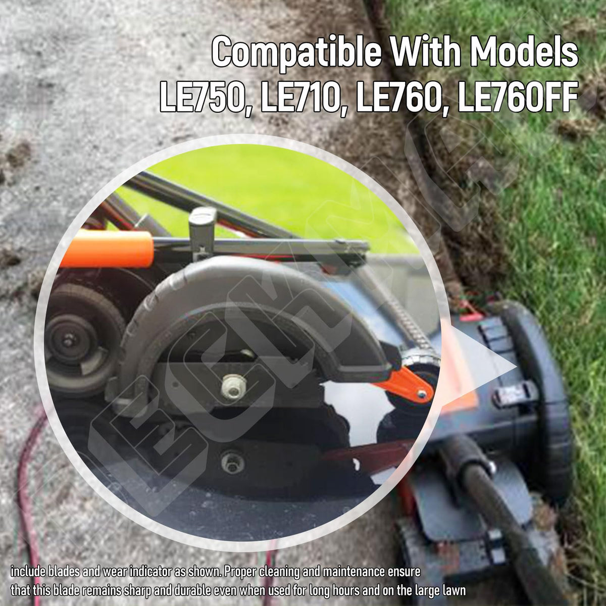 DECKMAN EB-007 edge hog blade side view shows sturdy construction for dependable edging