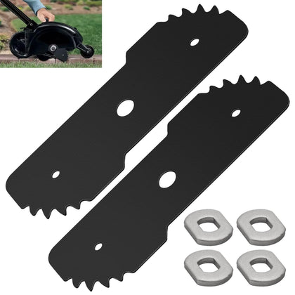 DECKMAN EB-007 edge hog blades two-pack—front view, durable replacements for your edger
