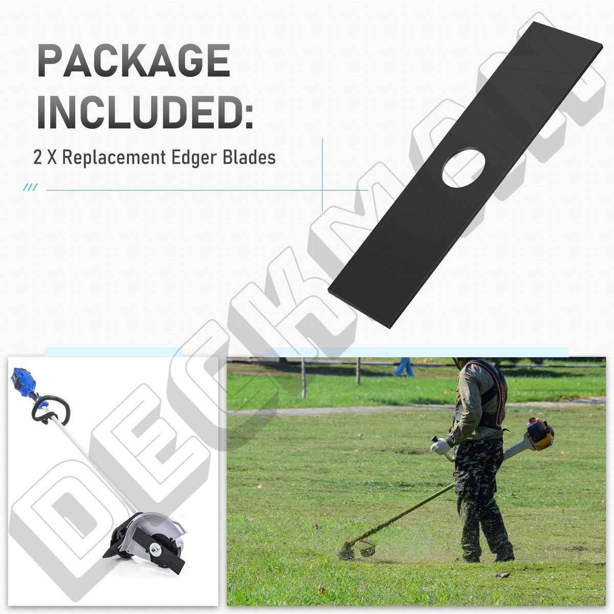 DECKMAN hardened steel edger blade withstands tough yard tasks