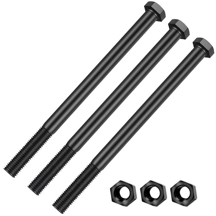 DECKMAN spindle bolt kit close-up with three bolts and nuts for fast maintenance