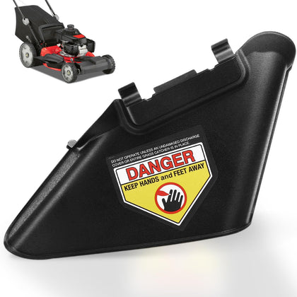 DECKMAN side discharge deflector for 21-inch decks close-up showing improved clipping direction