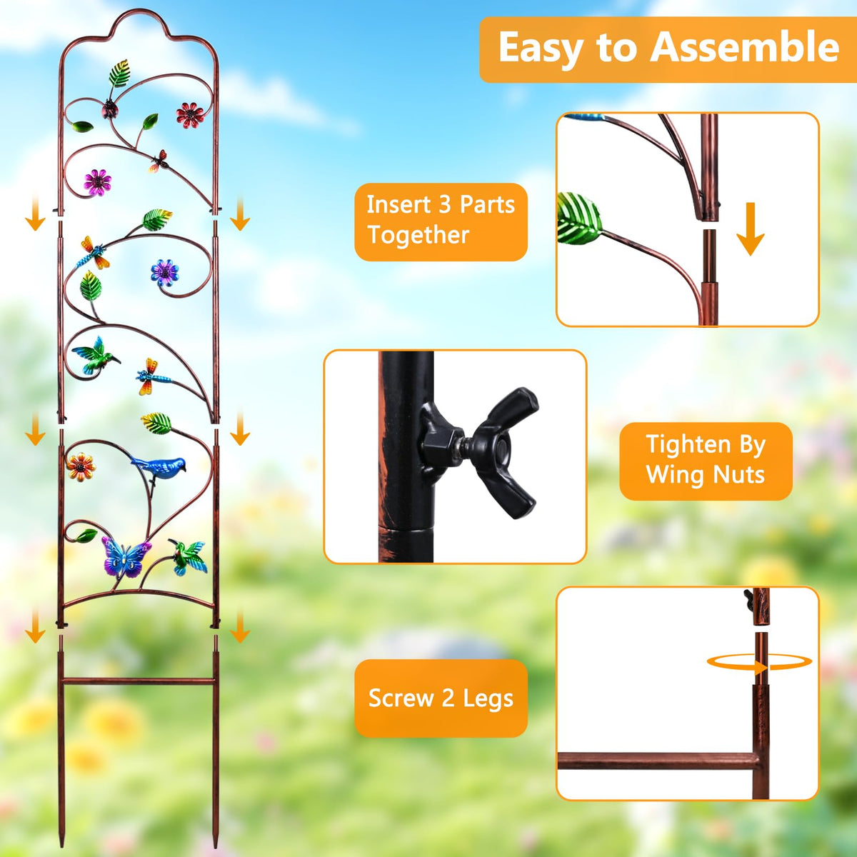 DECLUTTR garden trellis decorative accents with butterfly and dragonfly motifs