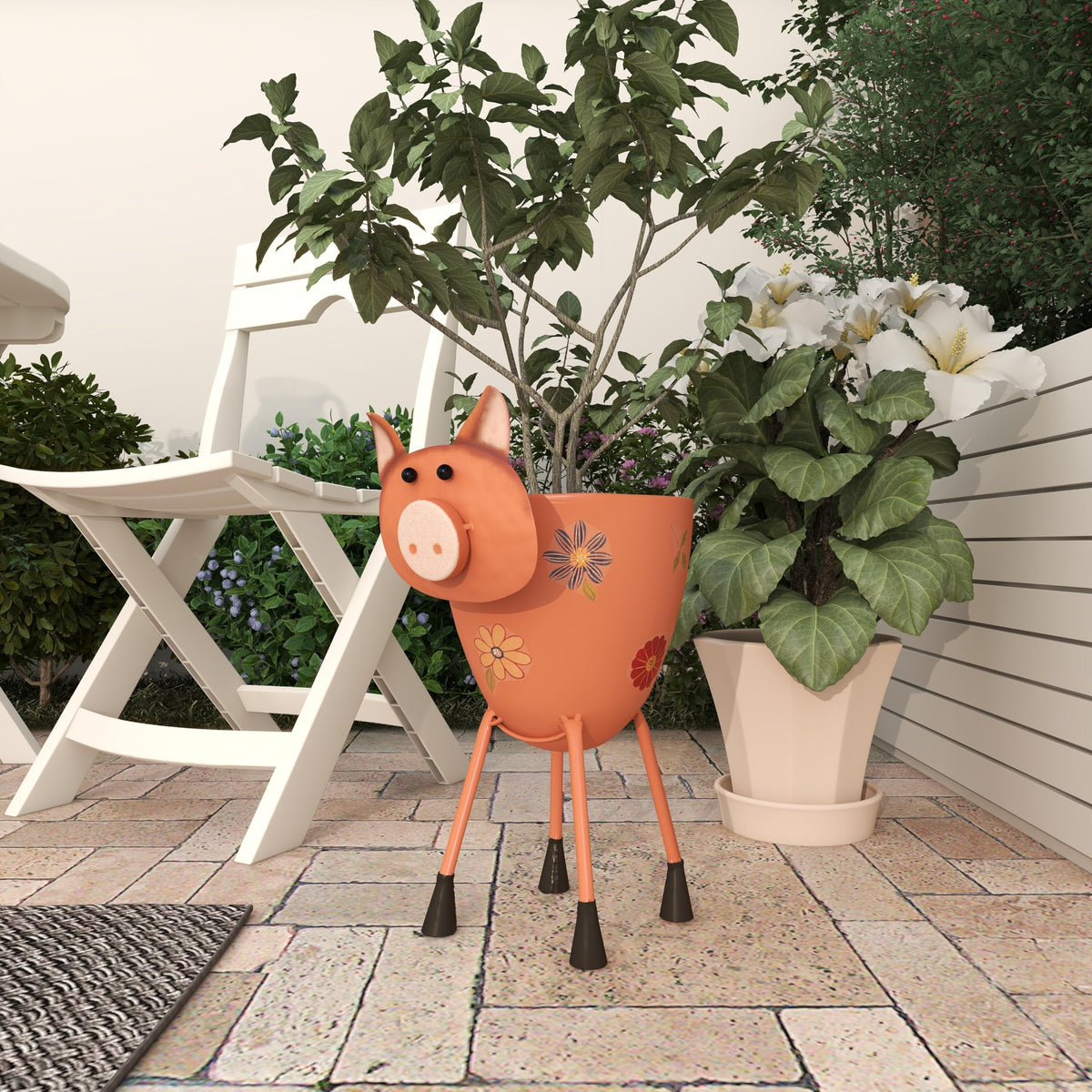 Deco 79 eclectic planter suits both indoor and outdoor spaces.