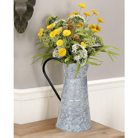 Deco 79 galvanized watering jug gray closeup finish.