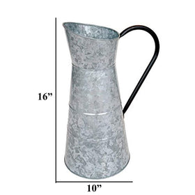 Deco 79 galvanized jug gray detail on shelf display.