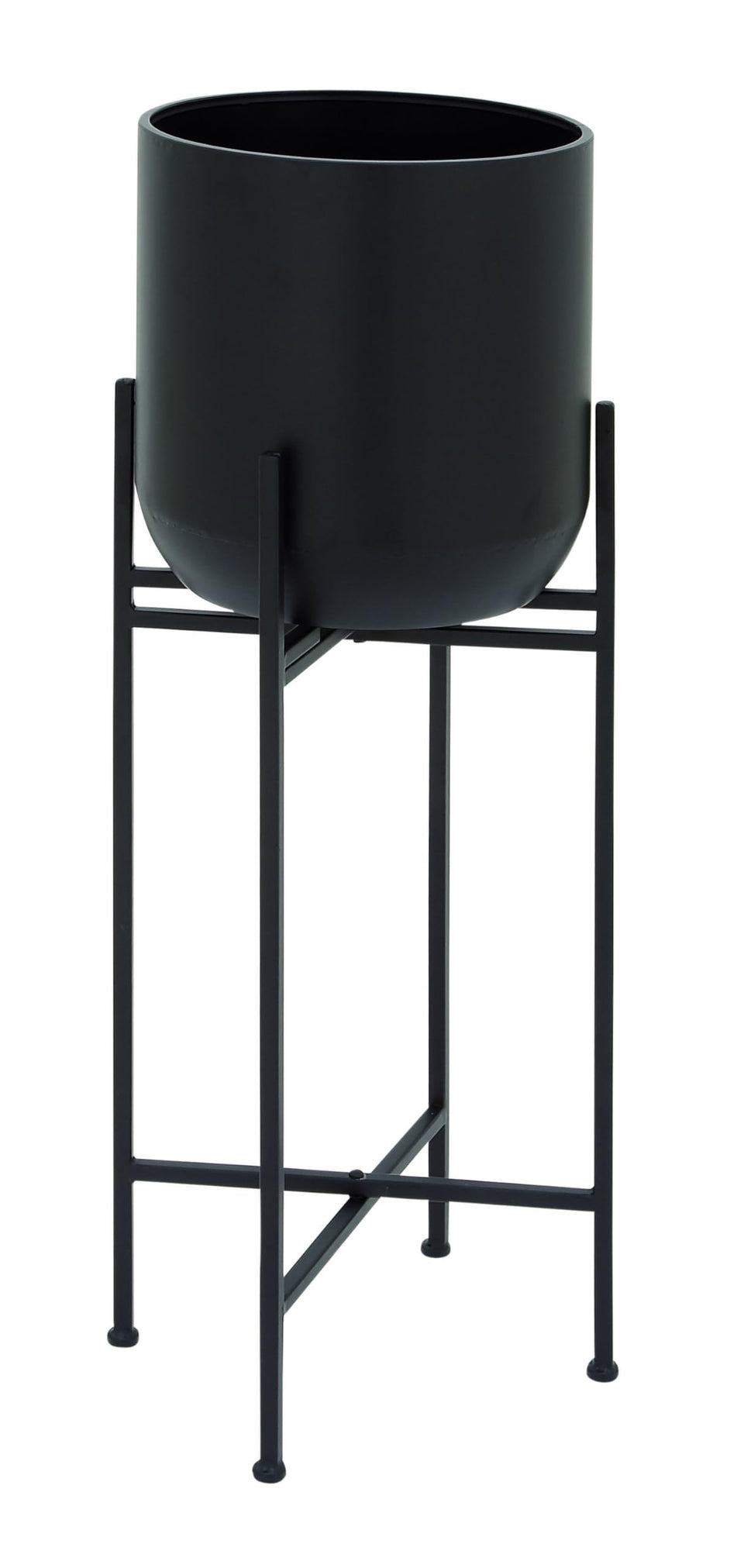 Deco 79 metal planter for indoor-outdoor use with removable stand.