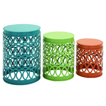 Deco 79 metal nesting end table with trellis design for durable indoor or outdoor use