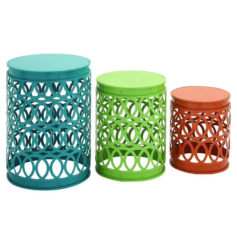 Deco 79 metal nesting end table with trellis design for durable indoor or outdoor use