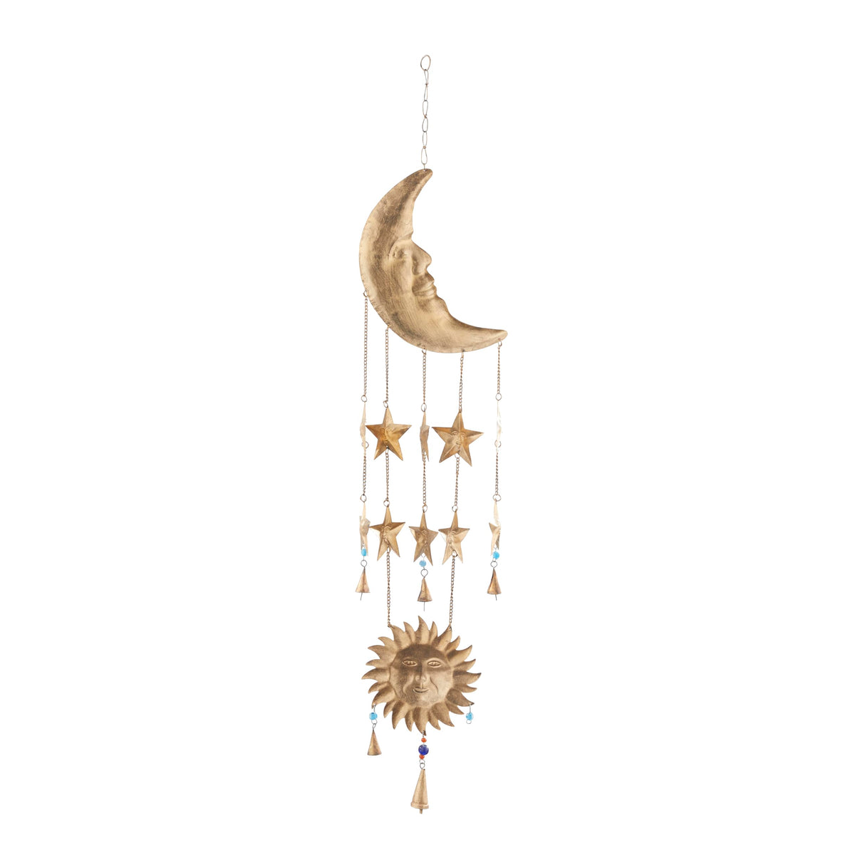 Deco 79 metal windchime, 9-inch, gold finish for elegant indoor accents.