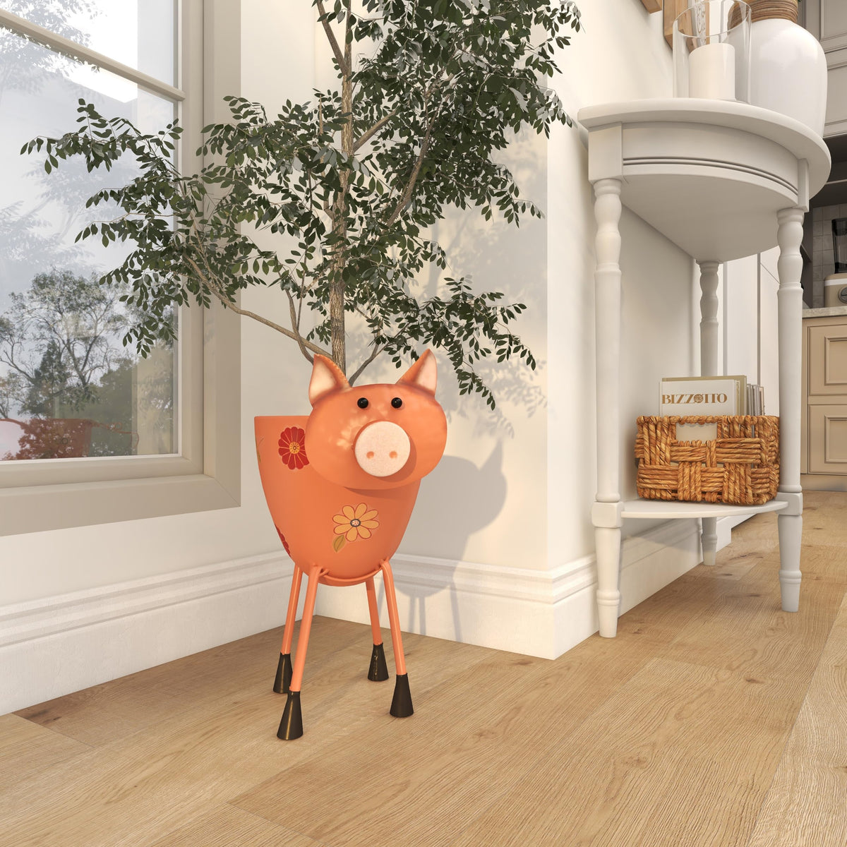 Deco 79 pig planter adds whimsical character to decor.