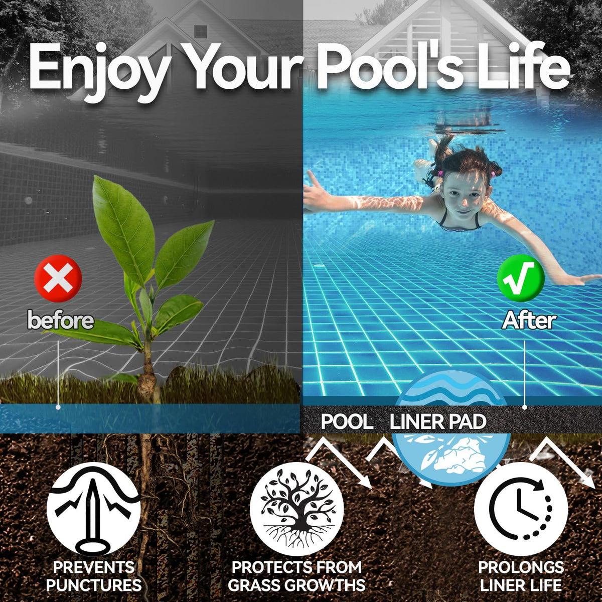 DecoForU pool pad extends liner life with seamless support and stable underlayment.