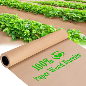 DECOHS 4x50 ft weed barrier roll laid out for weed suppression and garden prep