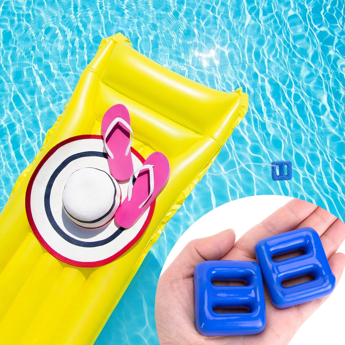 DECOHS blue anchor weight stabilizes pool toys and floating platforms