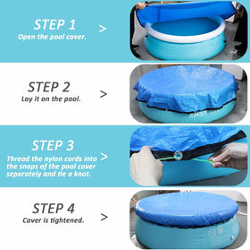 DECOHS easy installation with rope secures the cover over the pool