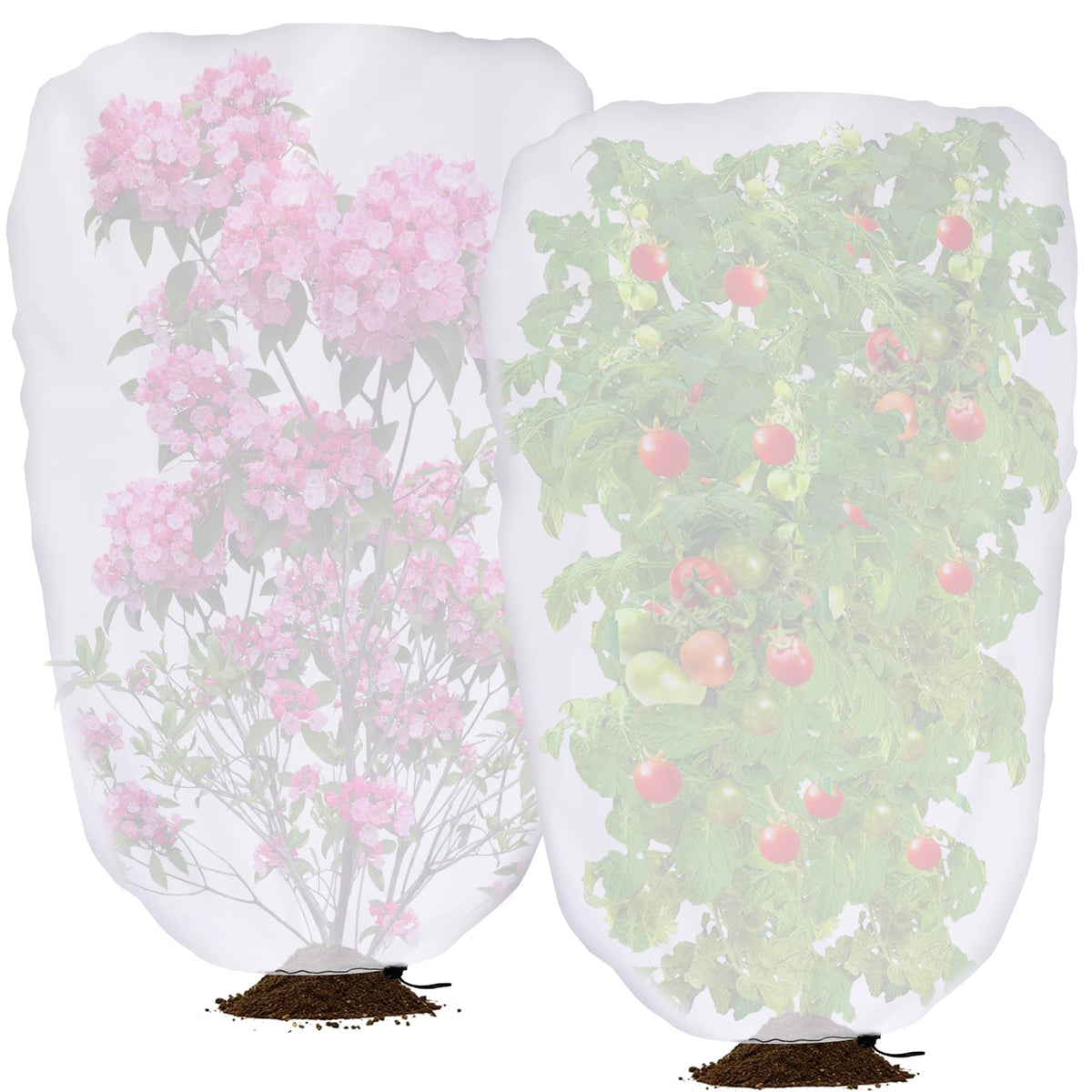 DECOHS garden shade cover with drawstring protecting a tree from direct sun.
