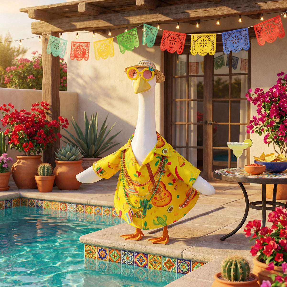 DECOHS 23-inch statue outfit fits outdoor geese securely.
