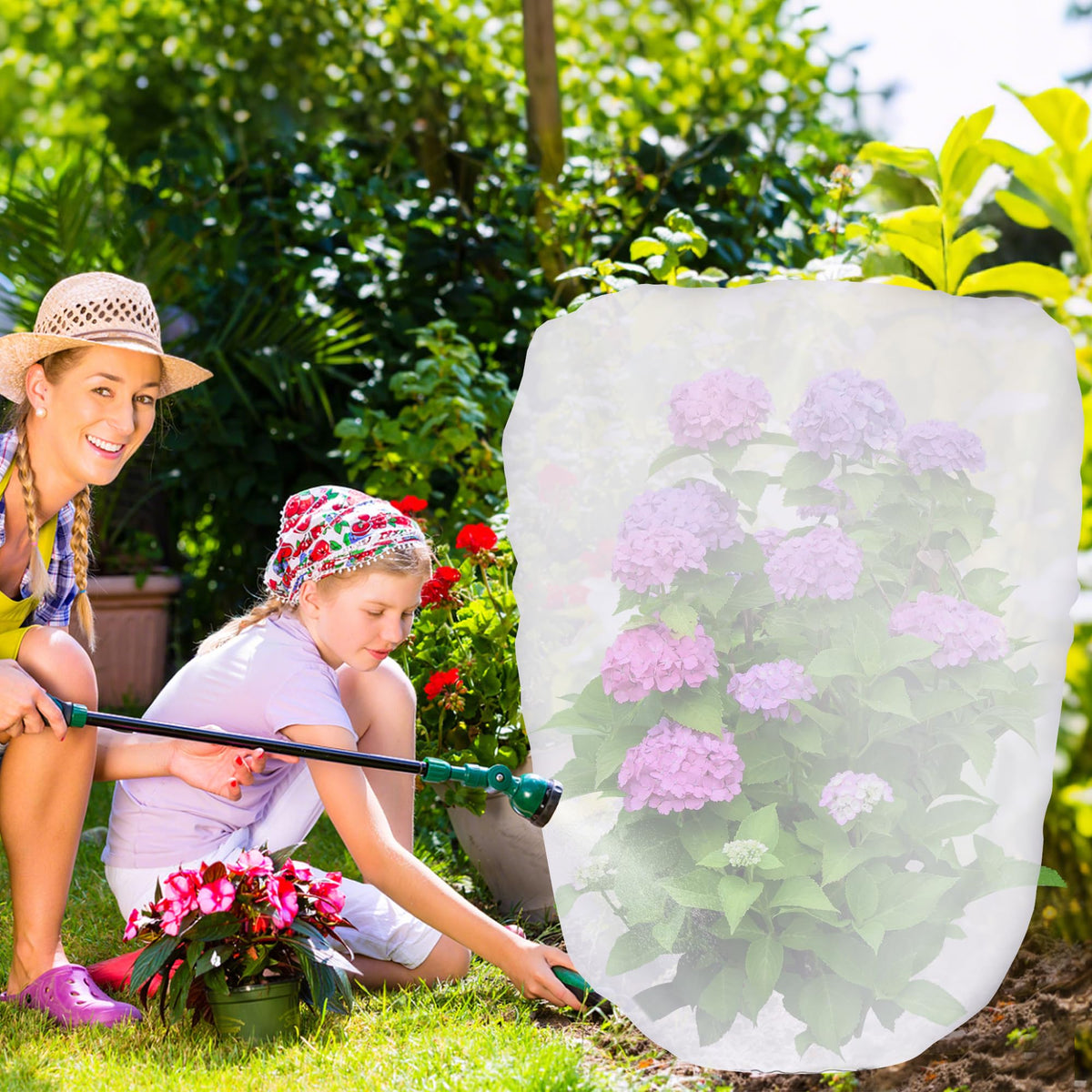 DECOHS outdoor garden shade cover used in a garden bed