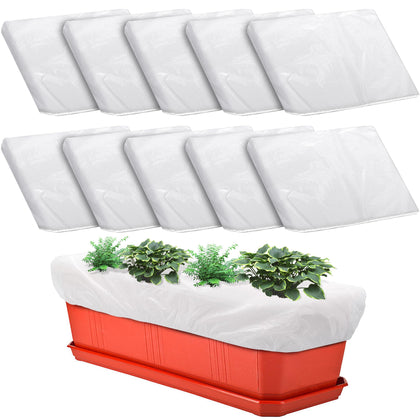 DECOHS planter box mulch cover on 29x13.5 inch rectangular planter, white, moisture retention benefit