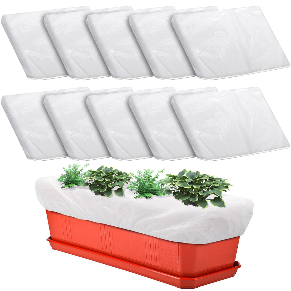 DECOHS planter box mulch cover on 29x13.5 inch rectangular planter, white, moisture retention benefit