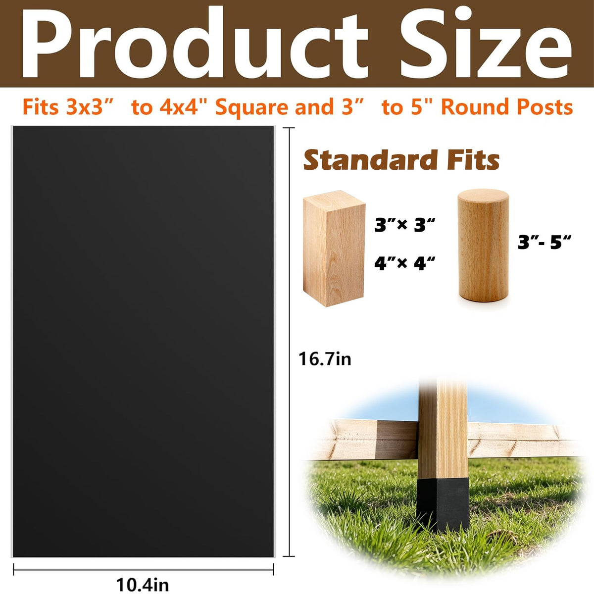 DECOHS post wrap demonstrating 16.7 x 10.4 inch coverage.