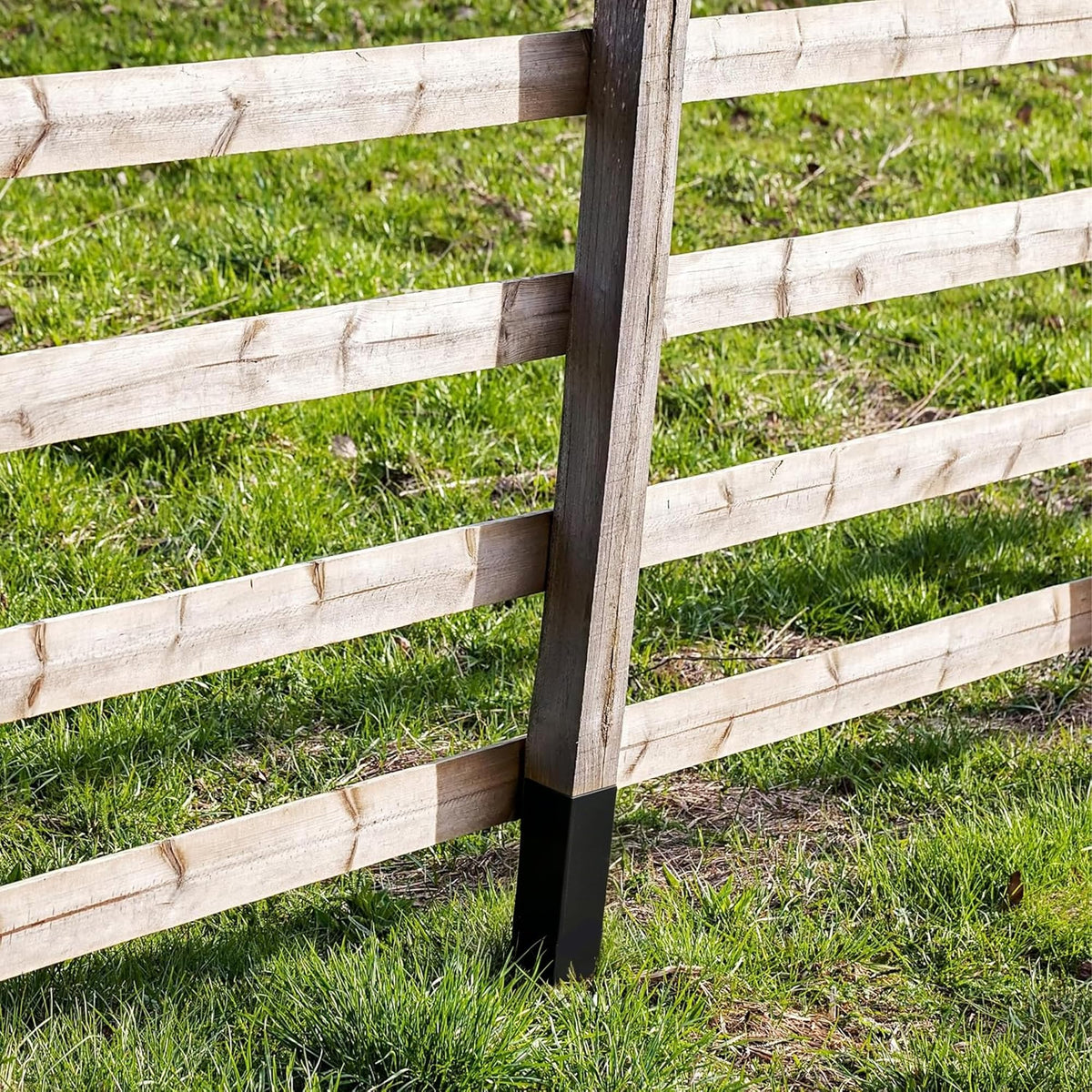 DECOHS self-adhesive sleeve installs quickly on wooden posts.
