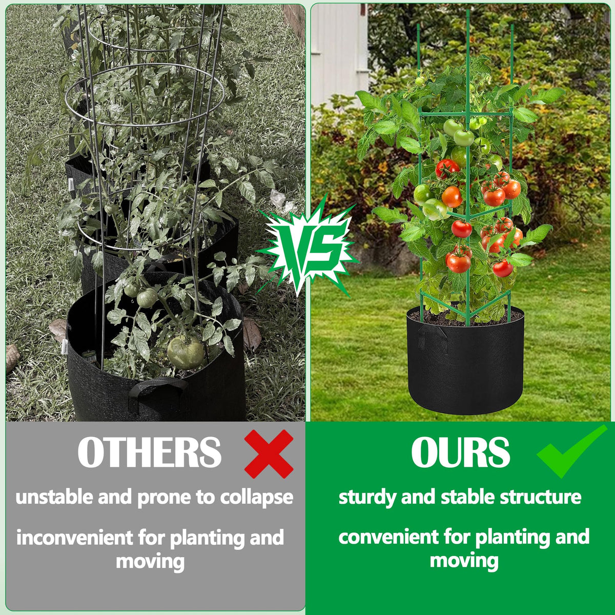 DECOHS steel-core plastic-coated cage delivers durable plant support.