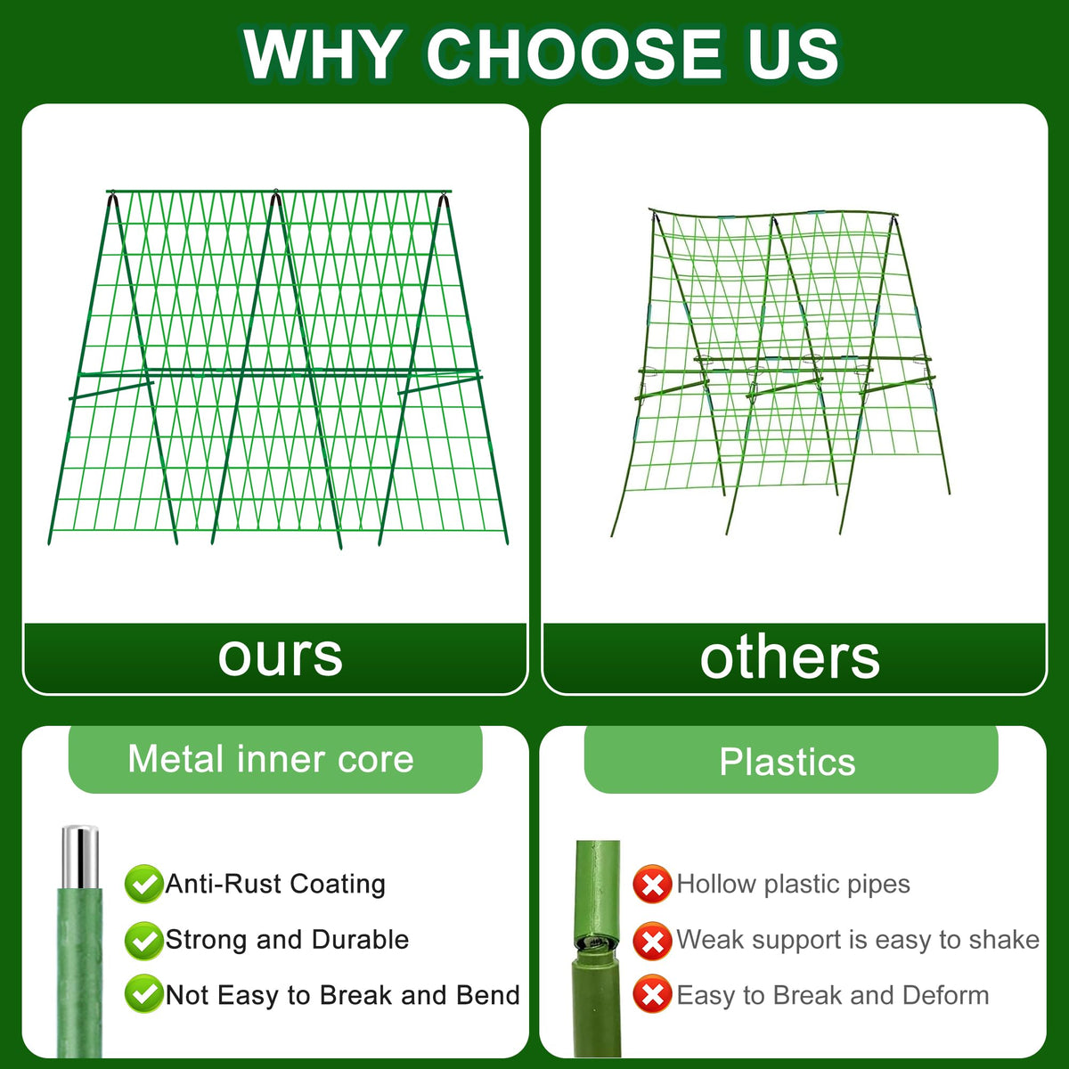 DECOHS steel-core stakes provide durable outdoor support