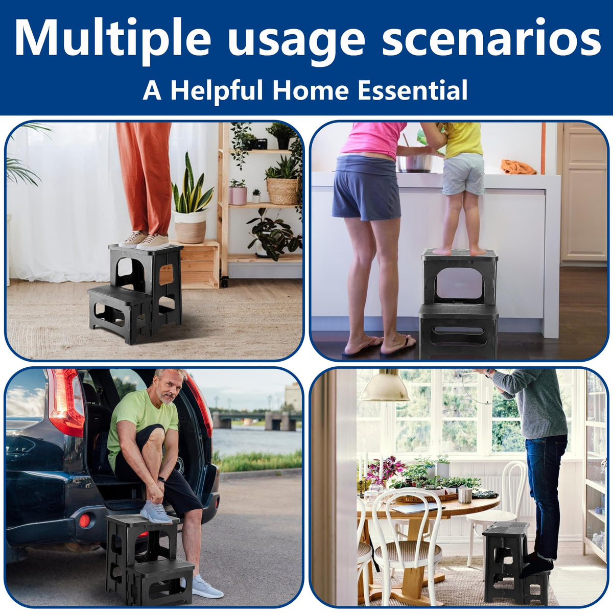 DECOHS sturdy plastic steps support up to 300 lbs safely