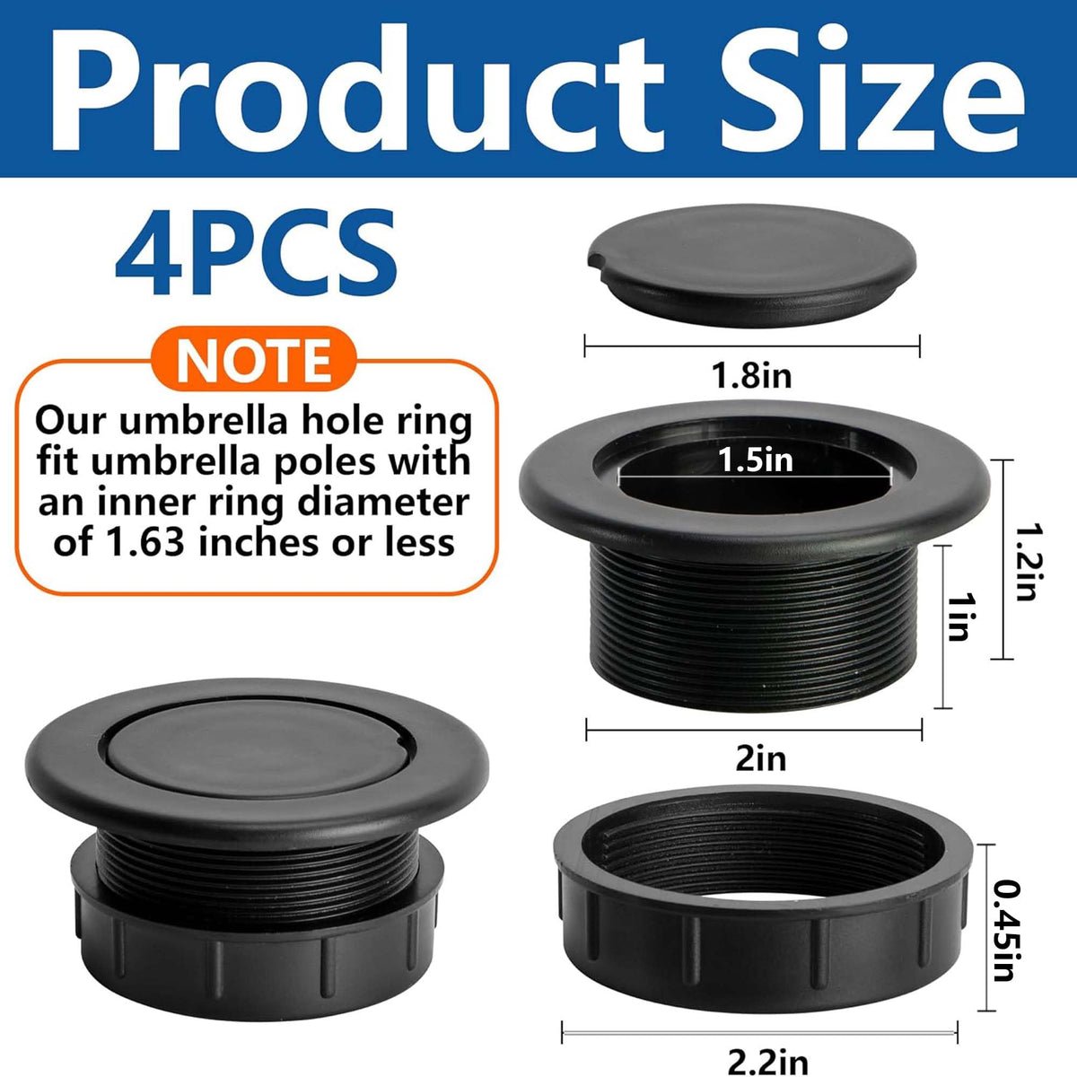 DECOHS 2-inch table hole cap cover keeps the surface neat and secure.