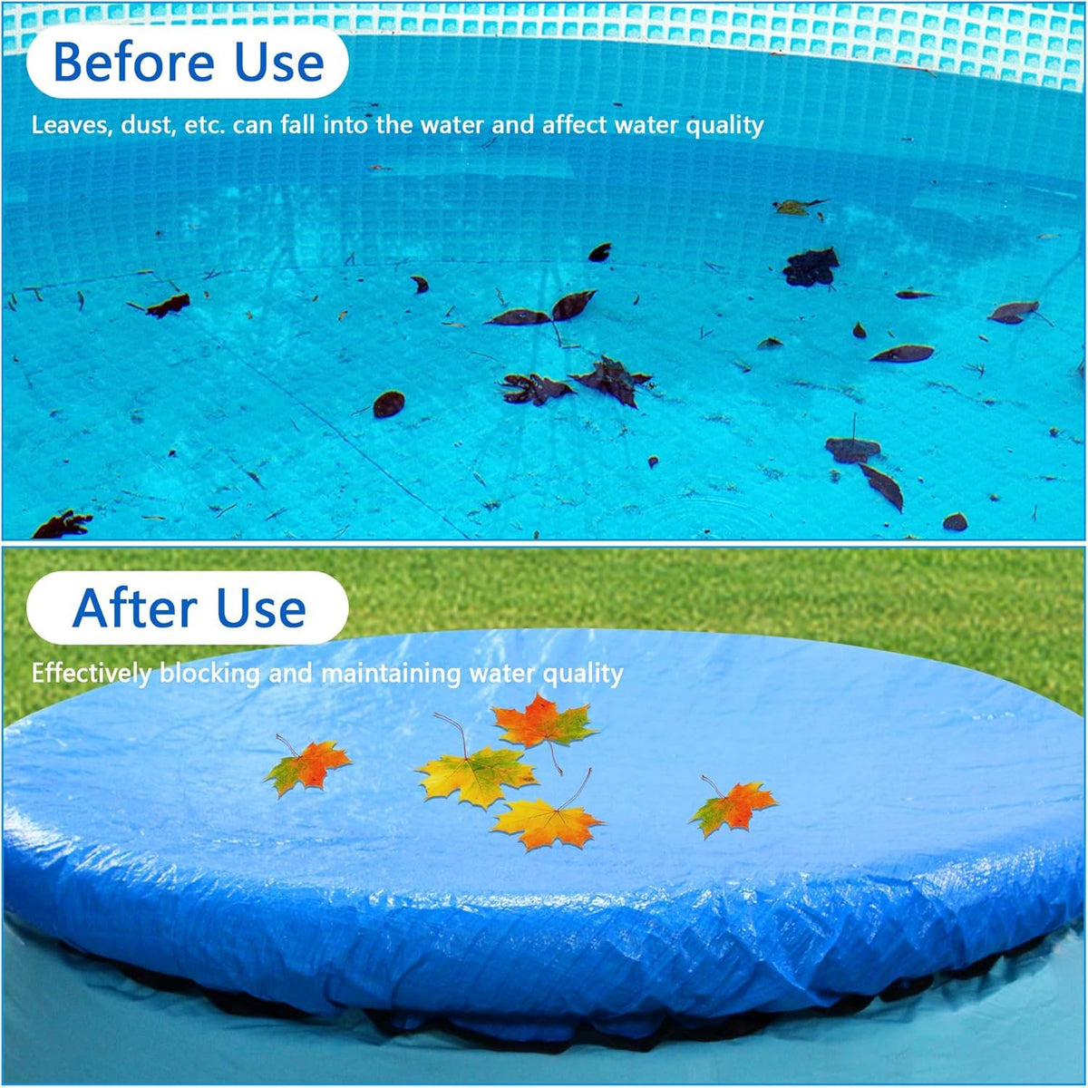 DECOHS UV-resistant reusable pool cover helps keep water clean through seasons.