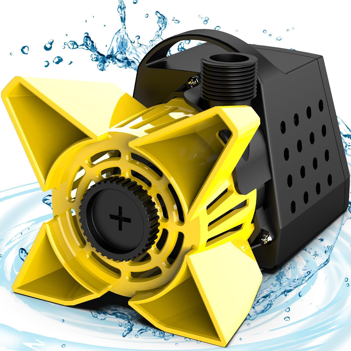 DECOKTOOL 3200GPH pond pump powering a vibrant backyard pond.