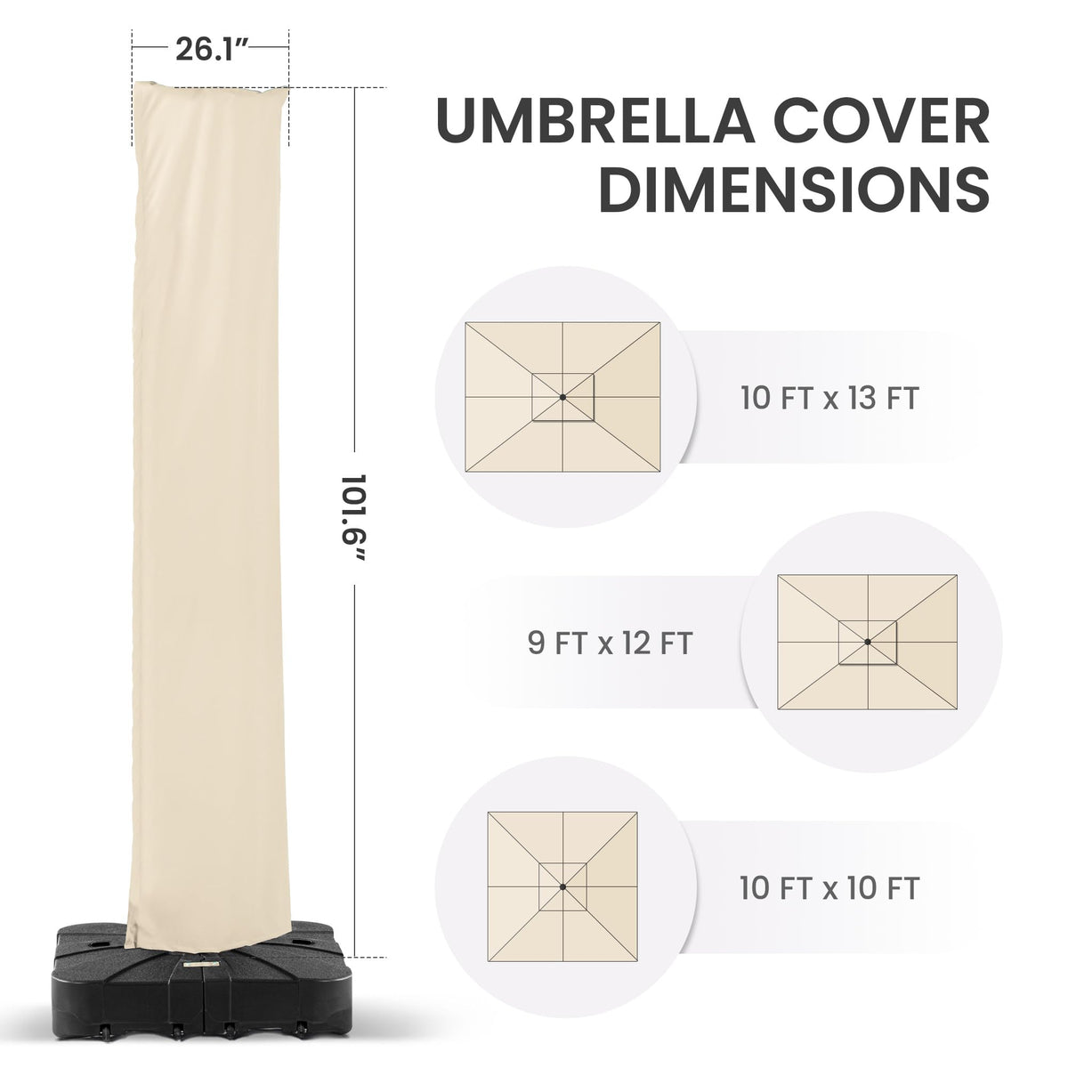 Deconk outdoor offset umbrella cover waterproof for pool deck protection