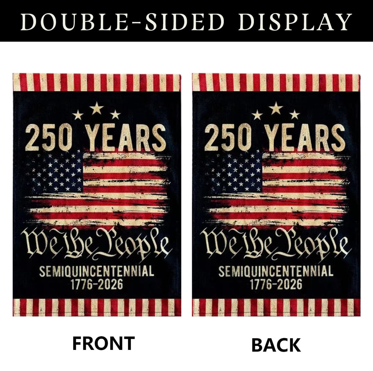 DECOLPARTY flag on porch brightens outdoor space with vibrant patriotic colors.