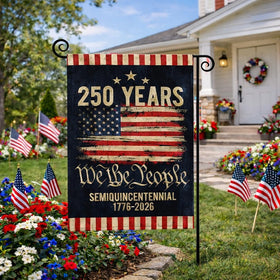 DECOLPARTY we-the-people design flag back shows bold anniversary motif for lawn.