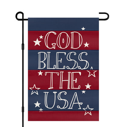 Decorhua patriotic garden flag 12x18 double-sided for outdoor patio decoration.