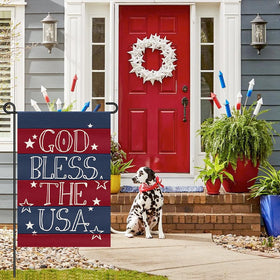 Decorhua american stars and stripes flag visible from both sides on porches.