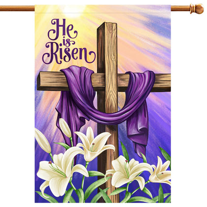 Decorhua Easter house flag front view with vivid colors welcoming guests