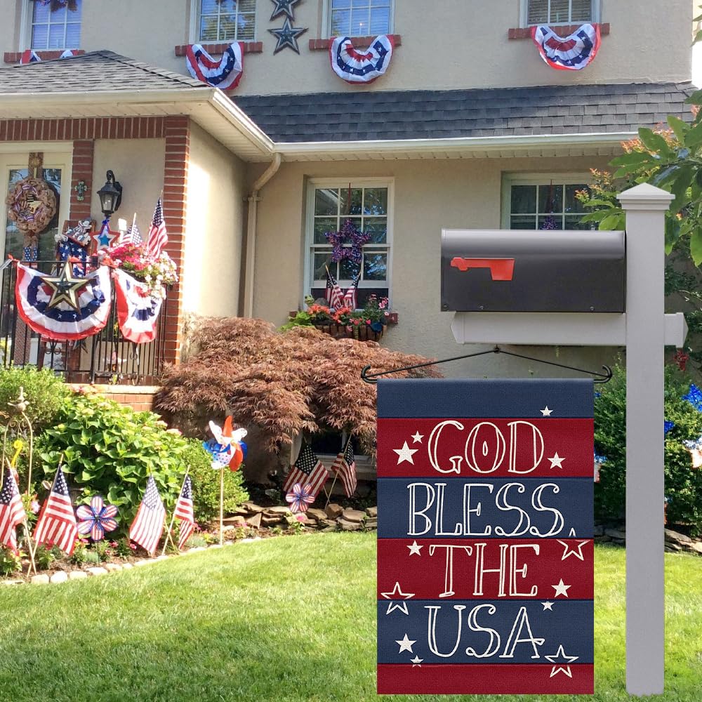 Decorhua memorial day flag displays proudly on garden stands.
